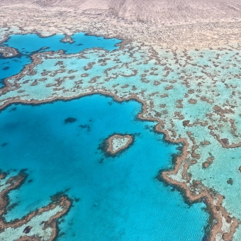 Heart Reef, with an aerial view over patchwork reef, with one of them heart-shaped
